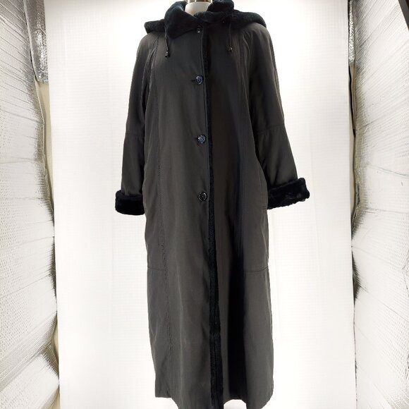 UTEX DESIGN Maxi Faux Suede Hooded Winter Coat - Picture 1 of 13